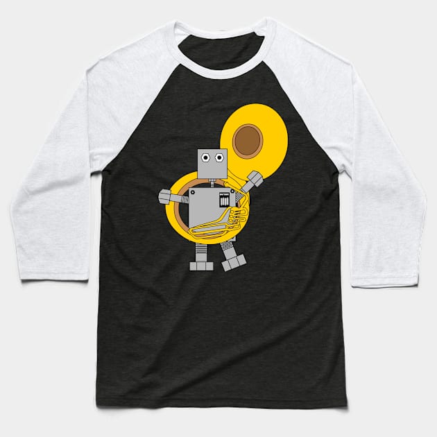 Tuba Robot Baseball T-Shirt by Barthol Graphics